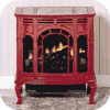 classic cast-iron stove in porcelain red