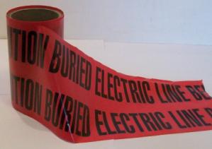 red warning tape, electric line below