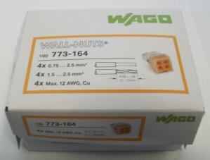Wago orange 4-port Wall-Nuts, box of 100