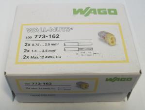 Wago yellow 2-port Wall-Nuts, box of 100