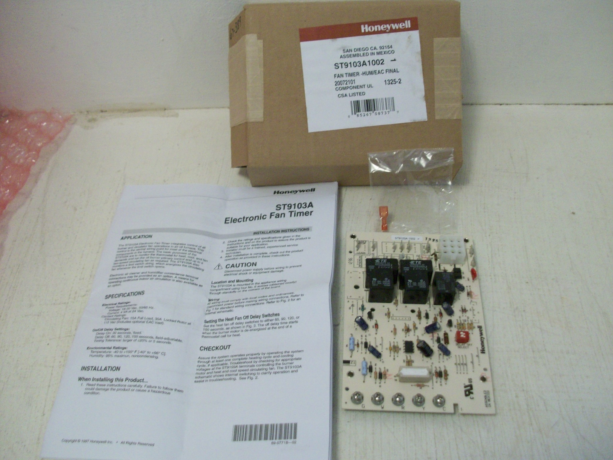 Honeywell St9103a 1002 Electronic Fan Timer