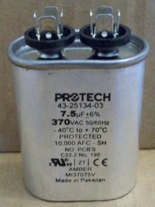 Rheem 43-25134-03 capacitor 7.5 mfd, 370V