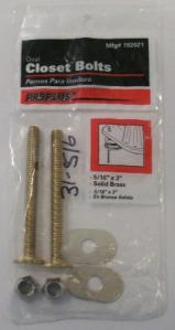 3 1/2" closet bolts with nuts and washers